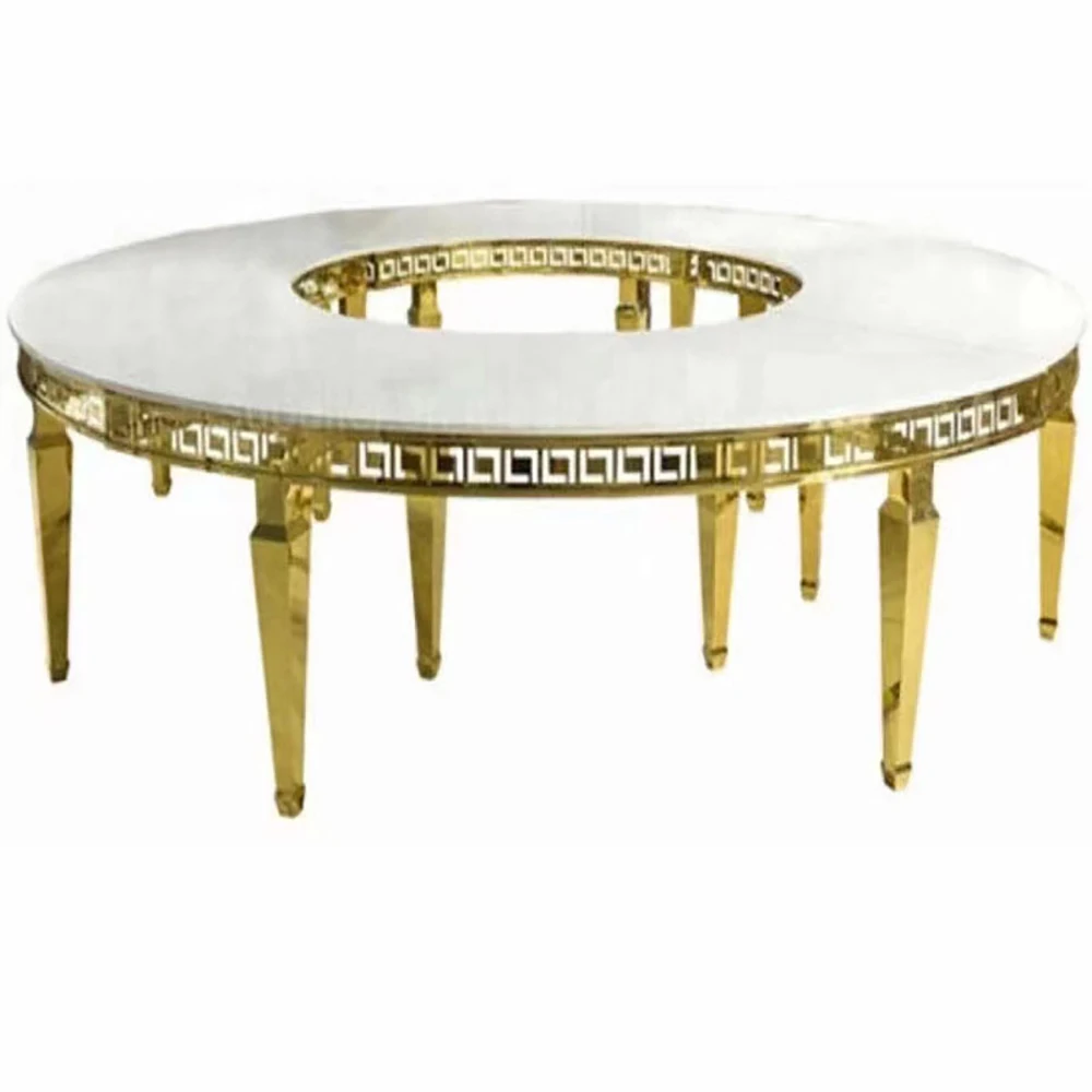 

Popular Luxury Round Serpentine Table Wedding Stainless Steel Table Half Moon S Shape Tables For Event Used