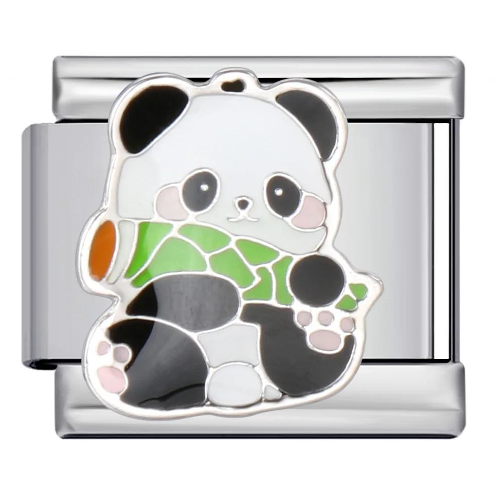 URING Modische Cartoon-Tiere, Papagei, Panda, Hund, italienischer Charm-Link, passend für 9 mm Edelstahl-Armbänder, DIY-Herstellung von Perlen, Geschenken – Detail 5