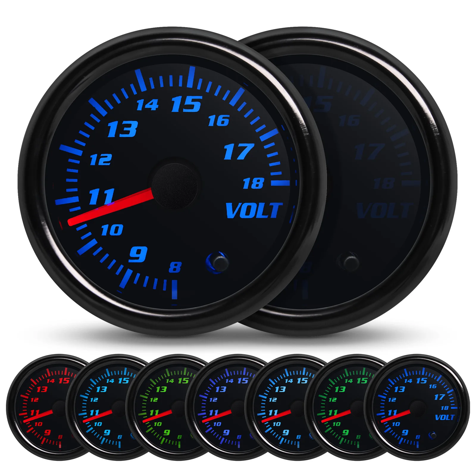 Universal Auto 12V  Racing Gauge 7 Color Tinted Tacho Gauge Water Temperature Oil Temperature Gauge Voltmeter Oil Pressure Gauge