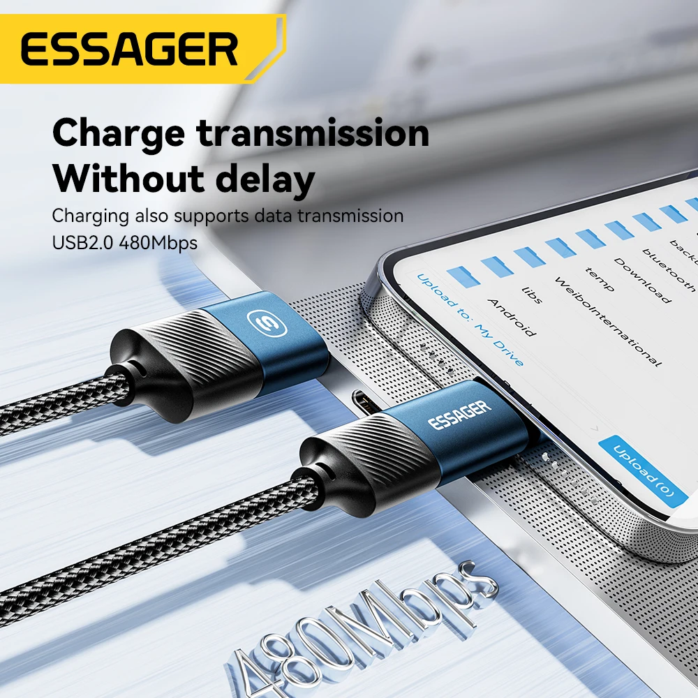 Essager-Cable USB tipo C de carga rápida para móvil, cargador múltiple 4 en 1, 65W, para IPhone 15, 14, 13 Pro Max, Xiaomi, Huawei