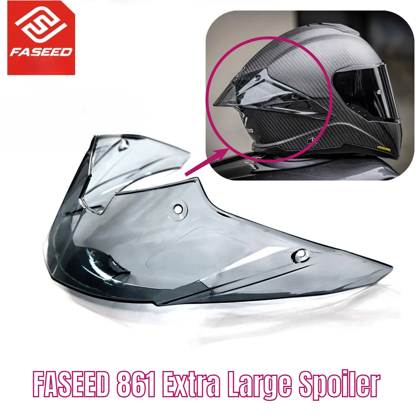 

FSSEED 861 Extra Large Spoiler Carbon Fiber Helmet Large Tail Flange Original Small Tail Flange Modified Accessories