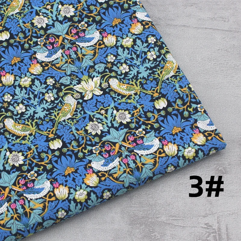 145x50cm Small Floral Retro Style Pure Cotton Printed Fabric, Making Dress Clothing Handmade Cloth