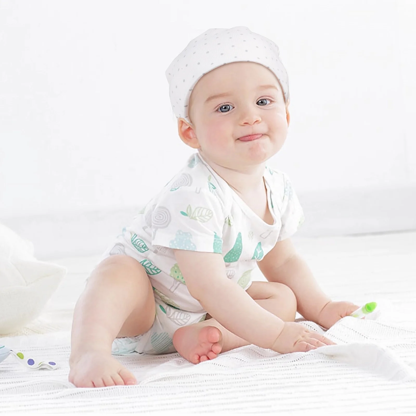

Summer Hat Lightweight Cotton Newborn Cap Infant Hats Toddler Visor Breathable Elastic Travel Baby Headwear