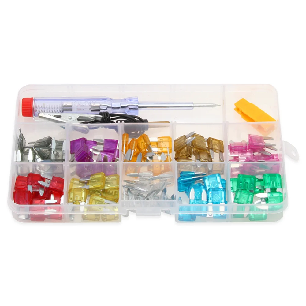 100PCS Auto Car Blade Fuse Automobile Car Security Fuse Small Assortment Kit with Inspection Circuit Electric Pen