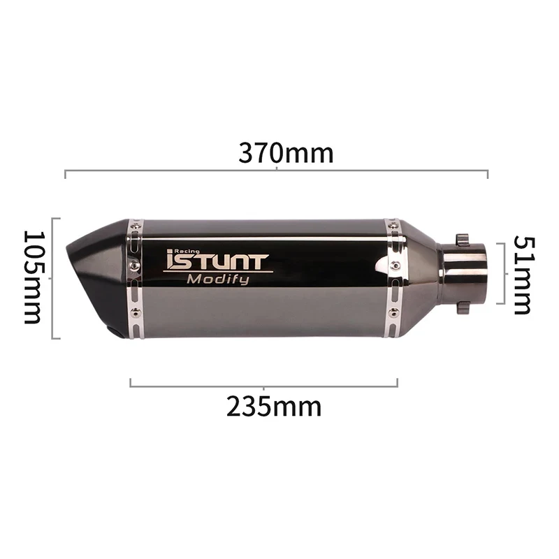 Motorcycle Black Exhaust Istunt Muffler with Middle Link Pipe