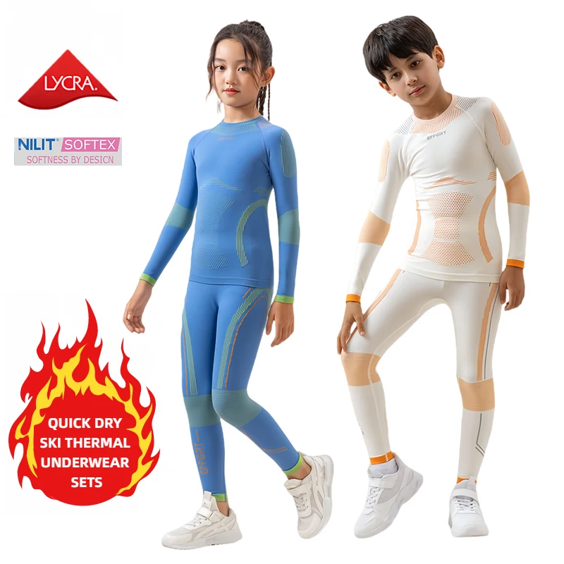 Kids Ski Thermal Underwear Set Perspiration Compression Boys Girls Winter Outdoor Sports Tracksuit Quick Dry Breathable Seamless