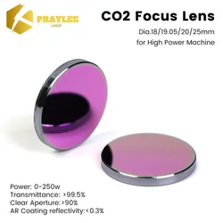 Praylee High Power CO2 Focus Lens CVD/PVD/Pro Dia.18 19.05 20mm FL38.1 50.8 63.5mm for CO2 Laser Engraving Cutting