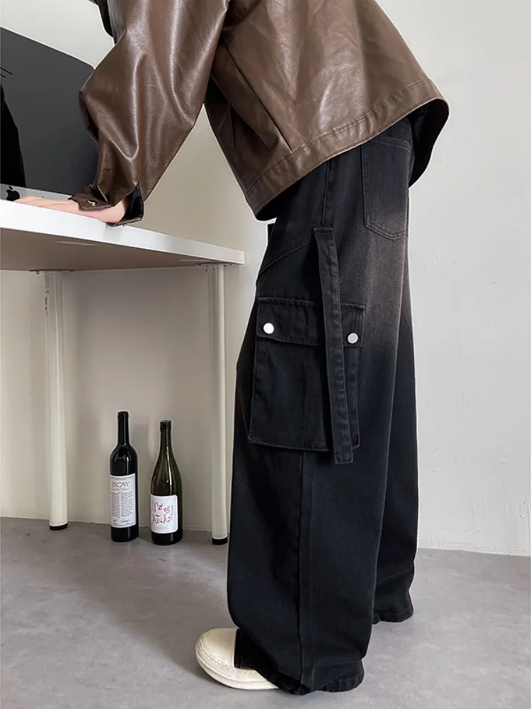 

American Sle Men's Workwear Jeans Spring Autumn High Street Vibe Wide Leg Pants Micro Flared Floor-Length Trousers