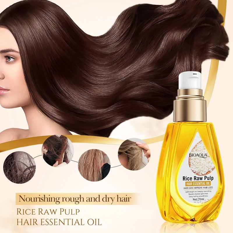 70ml Rice Puree Hair Care Essential Oil, Hair Conditioner, Rich in Mineral Oils, Rice Extracts, Keratin, Etc., Has a Refreshing Texture, Is Easily Absorbed, Non-Greasy, Deeply Nourishes Hair, Repairs Damaged Hair Such as Dryness, Frizz, and Split Ends, Makes Hair Soft and Smooth, and Is Easy to Comb. Suitable for Women's Daily Hair Care.