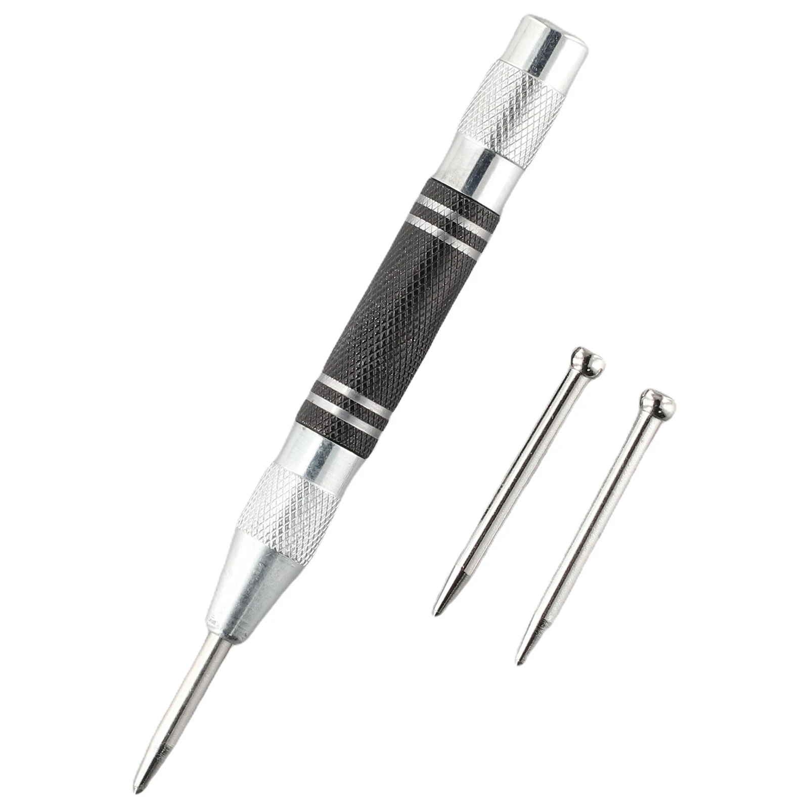 Punzón central de aguja, punzón central automático, punzón para carpintería, herramienta de taladro de Metal, punzón central de posicionamiento, plateado y negro