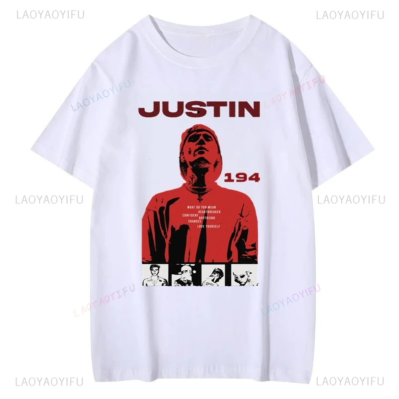 Spring/Summer 2024 New Justin Bieber Cover Poster T-shirt O-Neck Short Sleeve 100% Cotton Casual Unisex T-shirt Street Wear