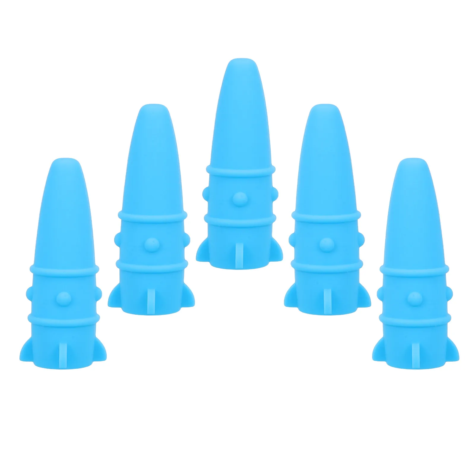 

5Pcs Cute Rocket Pencil Topper Set - Silicone Pencil Tip Protectors - Bright Fade Resistant Decorative Caps for Writing