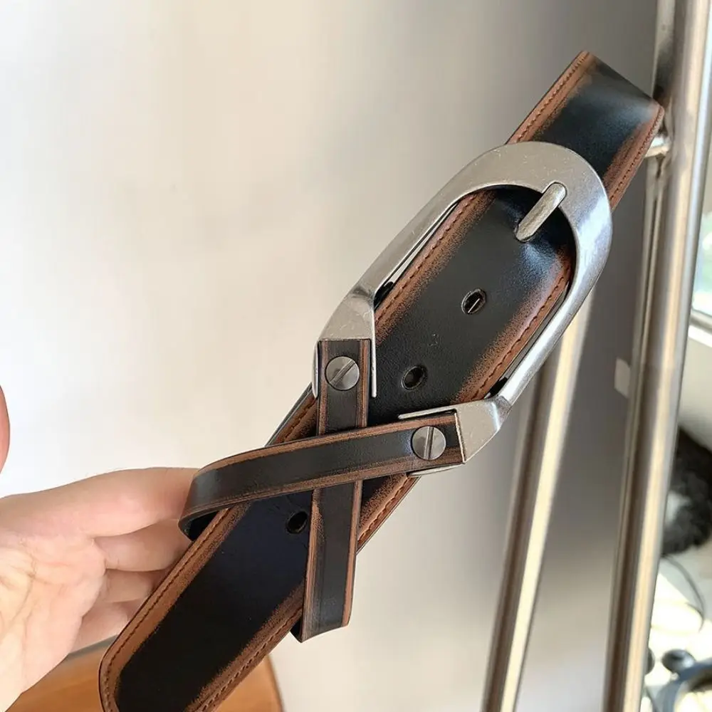 

Niche Vintage Women's Belt Y2k American Cross Waist Belt Punk Black Brown Dress Jeans Belt Streetwear