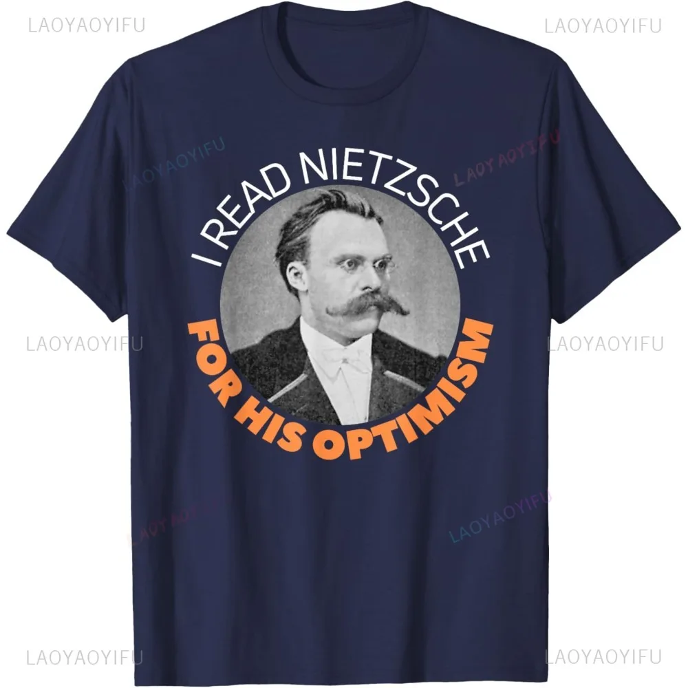 Friedrich Nietzche Optimism Gift German Philosophy Irony T-Shirt Vintage Style Casual Fashion Streetwear Summer Women Man Tshirt view 3