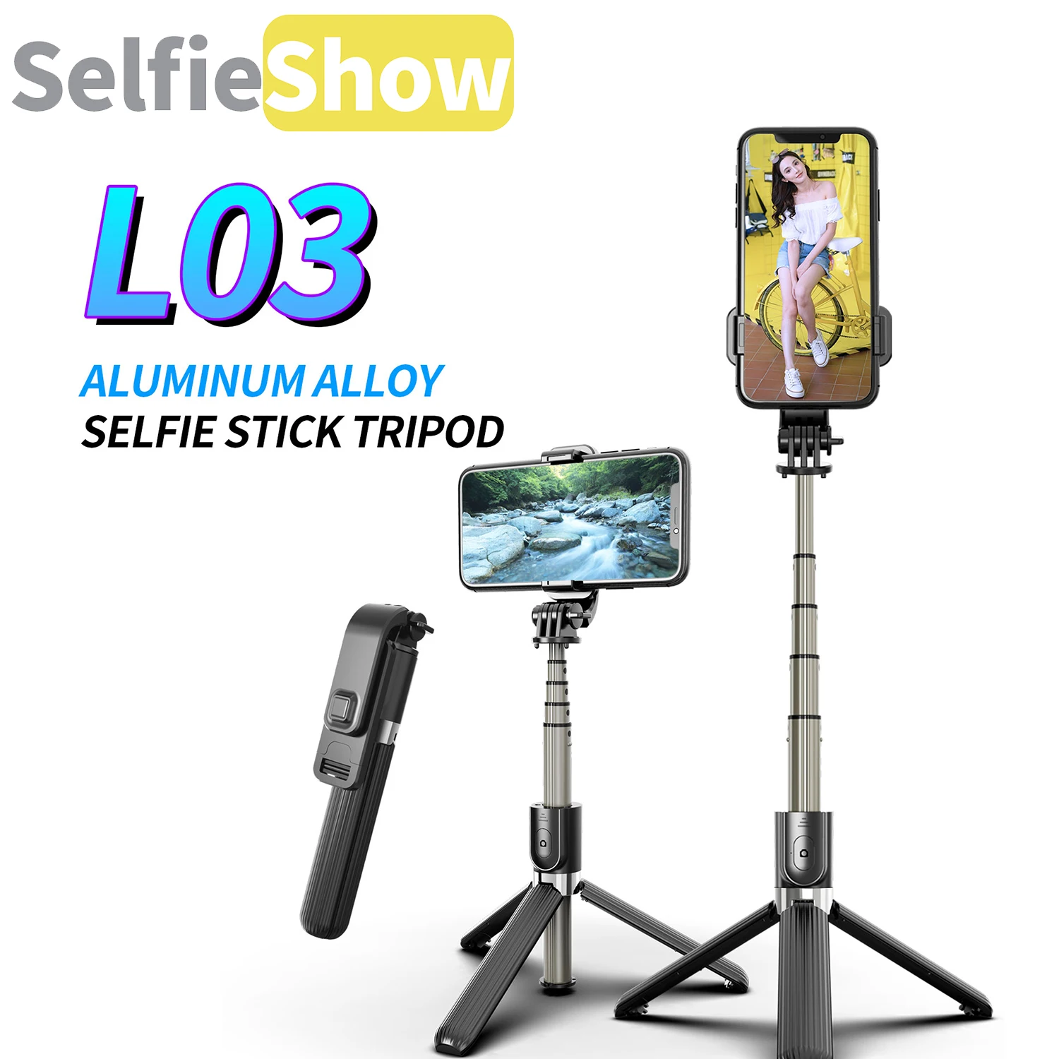 

Selfieshow L03 Gimbal Aluminum Bluetooth 360 Degree Rotation Selfie Stick Bluetooth Tripod Stabilizer Holder For Iphone Cellphon