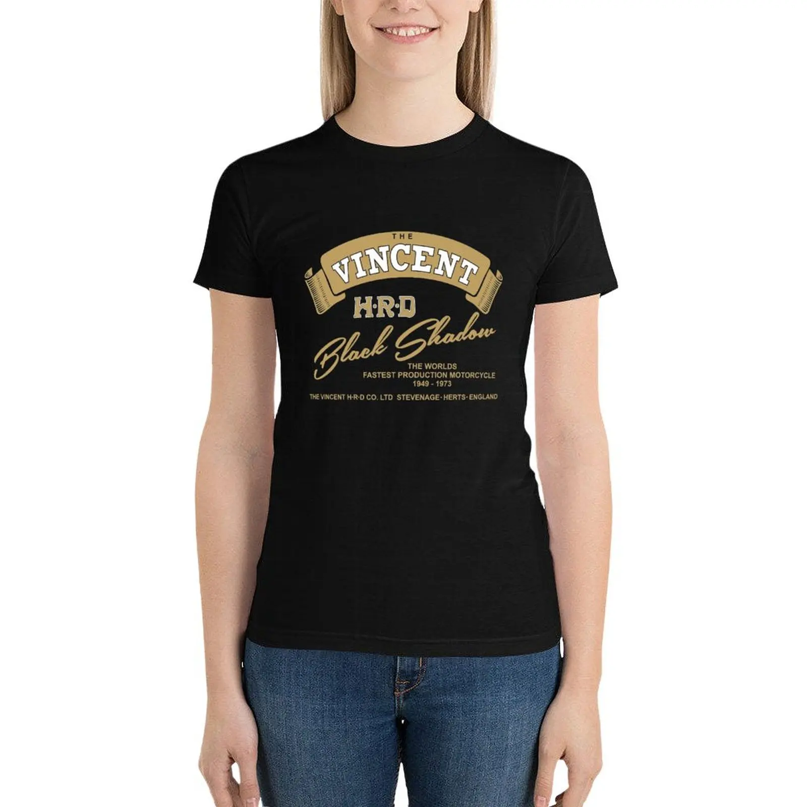 Vincent H.R.D. Blackshdow Biker T Shirt T-Shirt Aesthetic clothing plus size tops cute tops western t-shirt dress for Women