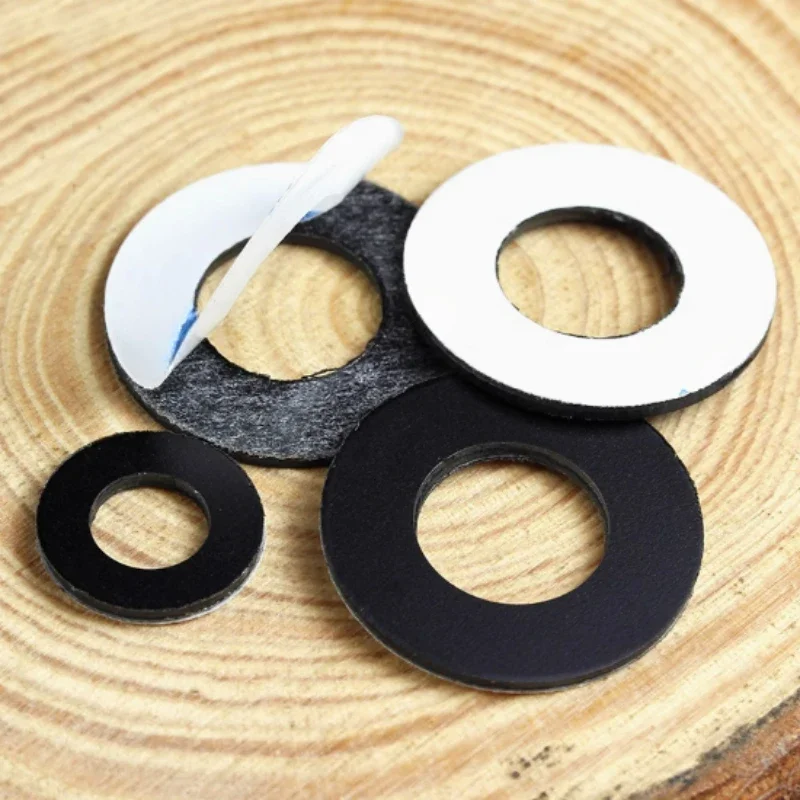 M2 M3 M4 M5 M6 M8 M10M12 Single Sided Adhesive Backed PVC Black Flat Gasket Adhesive Plastic Round Washer Insulating Hard Washer