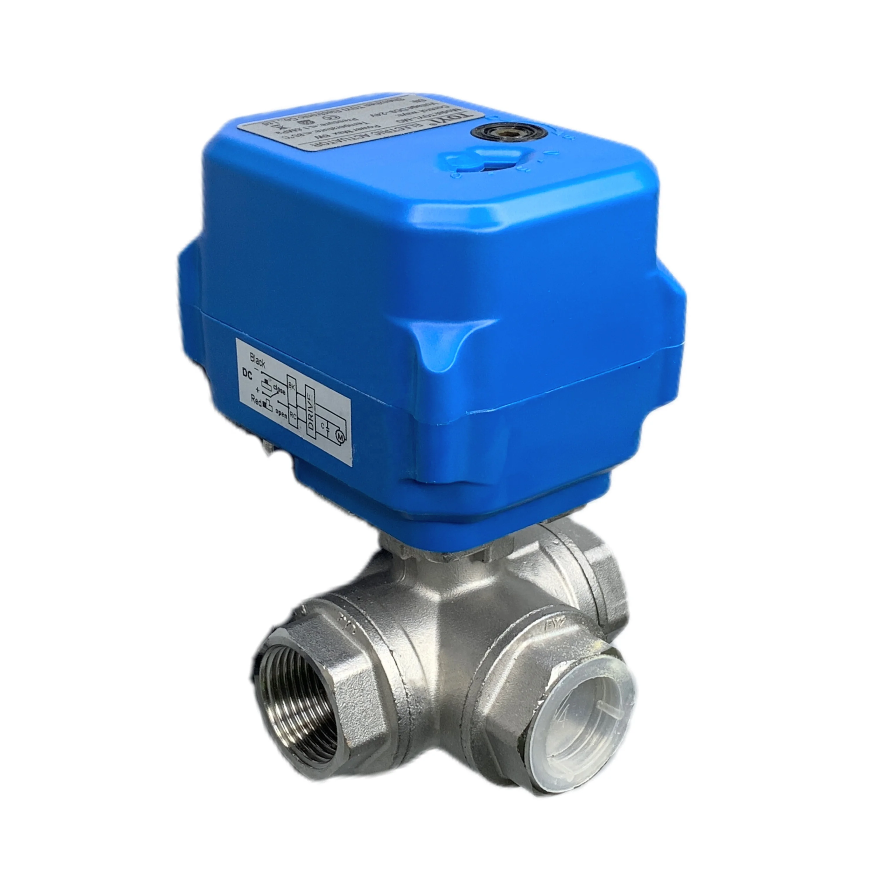 3-Way Electric Actuator Ball Valve 1/2in 3/4in 1in Sizes L/T Connections DC12v/24v AC220V Compatible Stainless Steel OEM