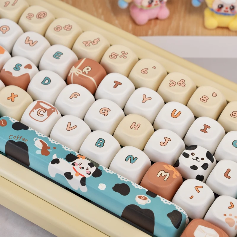 

134 клавиш Coffee Dog, 5-сторонняя сублимационная колпачка для клавиш из ПБТ, индивидуальный профиль MOA, колпачок Kawaii для механических переключателей MX, геймерская клавиатура