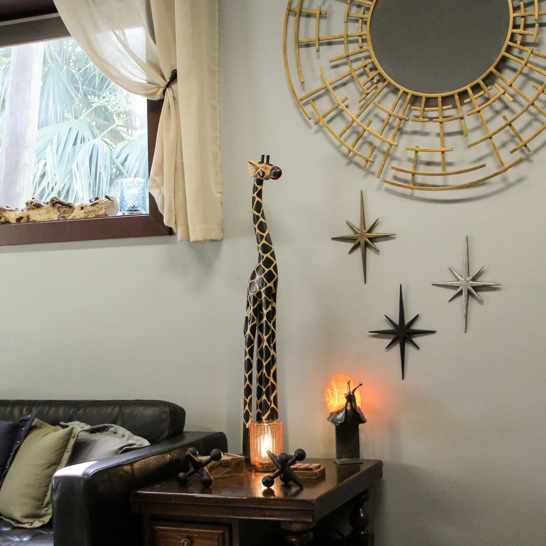 Hand-Carved 36-Inch Wooden Giraffe Sculpture – Natural Brown Finish, Artisan-Made Safari Decor for Living Room, Bedroom or Entry view 4