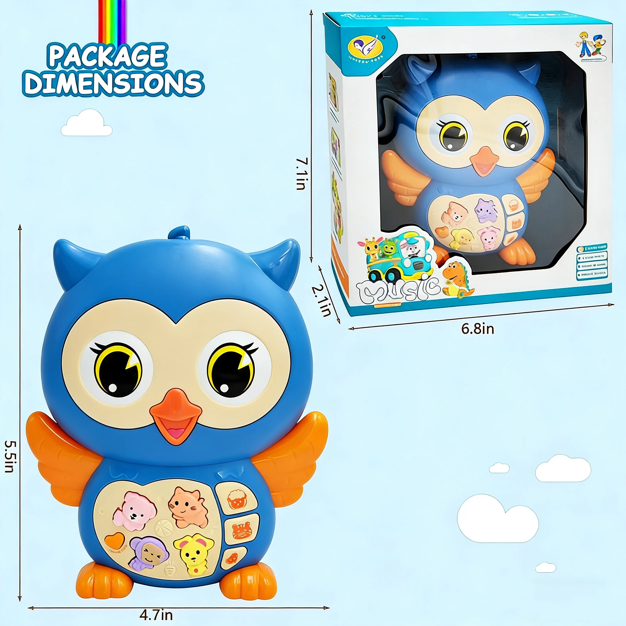 1PC Owl Electronic Piano Toy, Musical Instrument Early Educational Toy, Best Gift for Toddlers 12+ Months, Random Color.