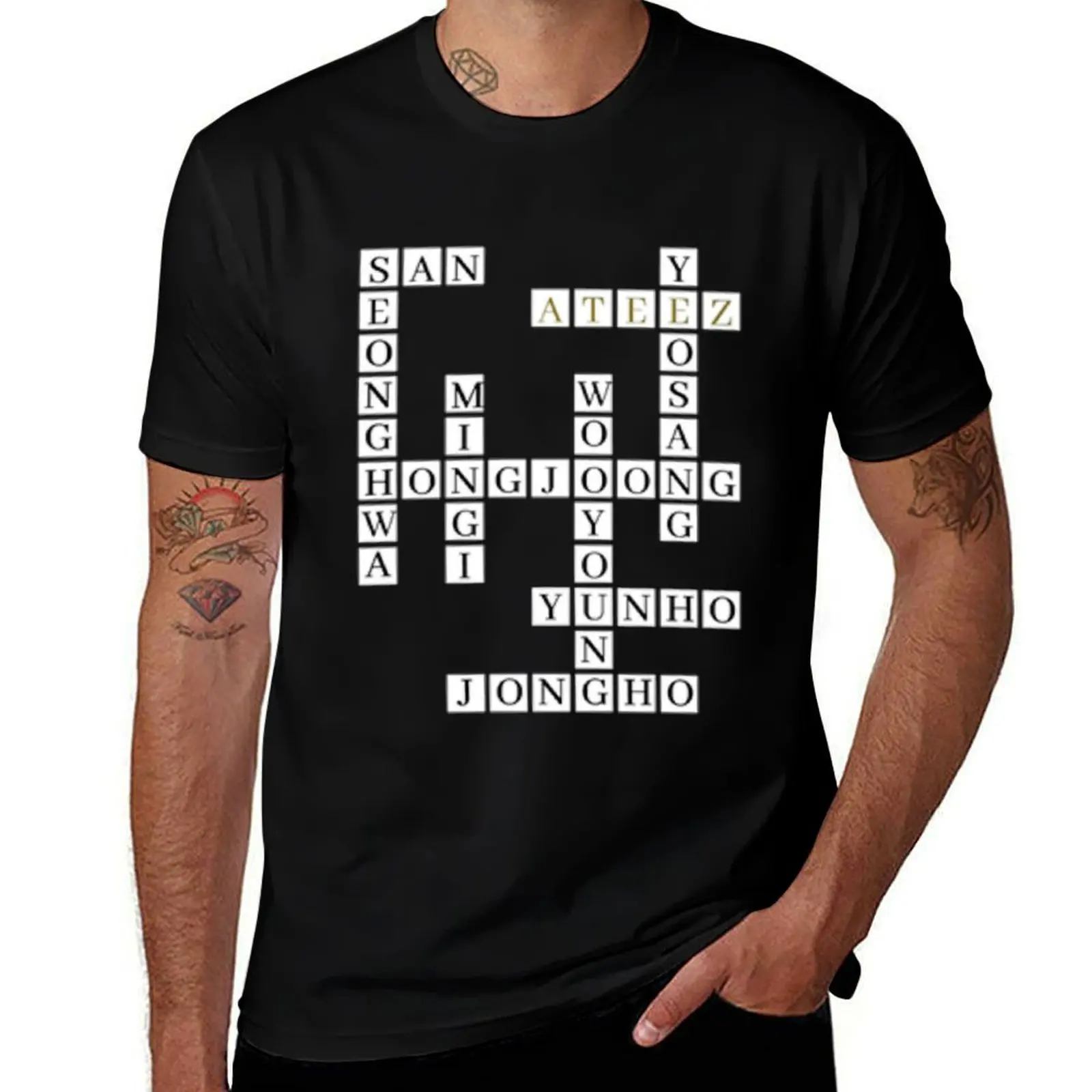 

shirts t cotton shirts ATEEZ man funny with Crossword t Puzzle T-Shirt t for shirts anime prints