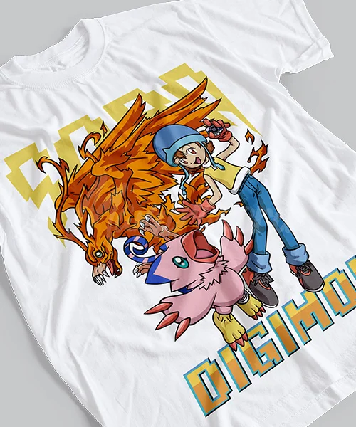 T-Shirt UNISEX DIGIMON SORA Y BIYOMON TRANSFORMACIÓN ​BIRDRAMON