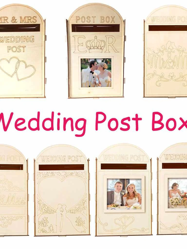 Creative Wooden Wedding Decoration Mailbox Style Ornaments Wood Made Wedding Celebration Artistic Mail Box Craft Decorations