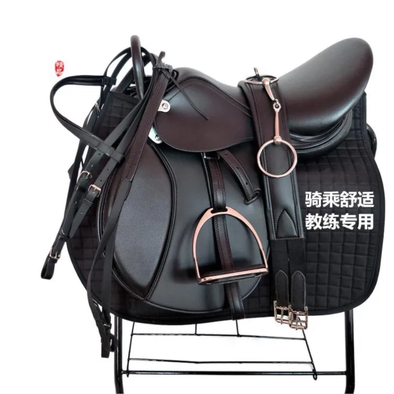 Selle Cheval 고급 풀 세트 안장, 초보자용 부드럽고 편안한 승마 장비, 종합 안장