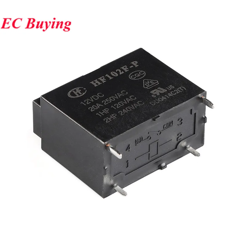 HF102F High Power Relays HF102F-P-12VDC HF102F-P 12VDC 20A 250VAC 4 Pins Relais