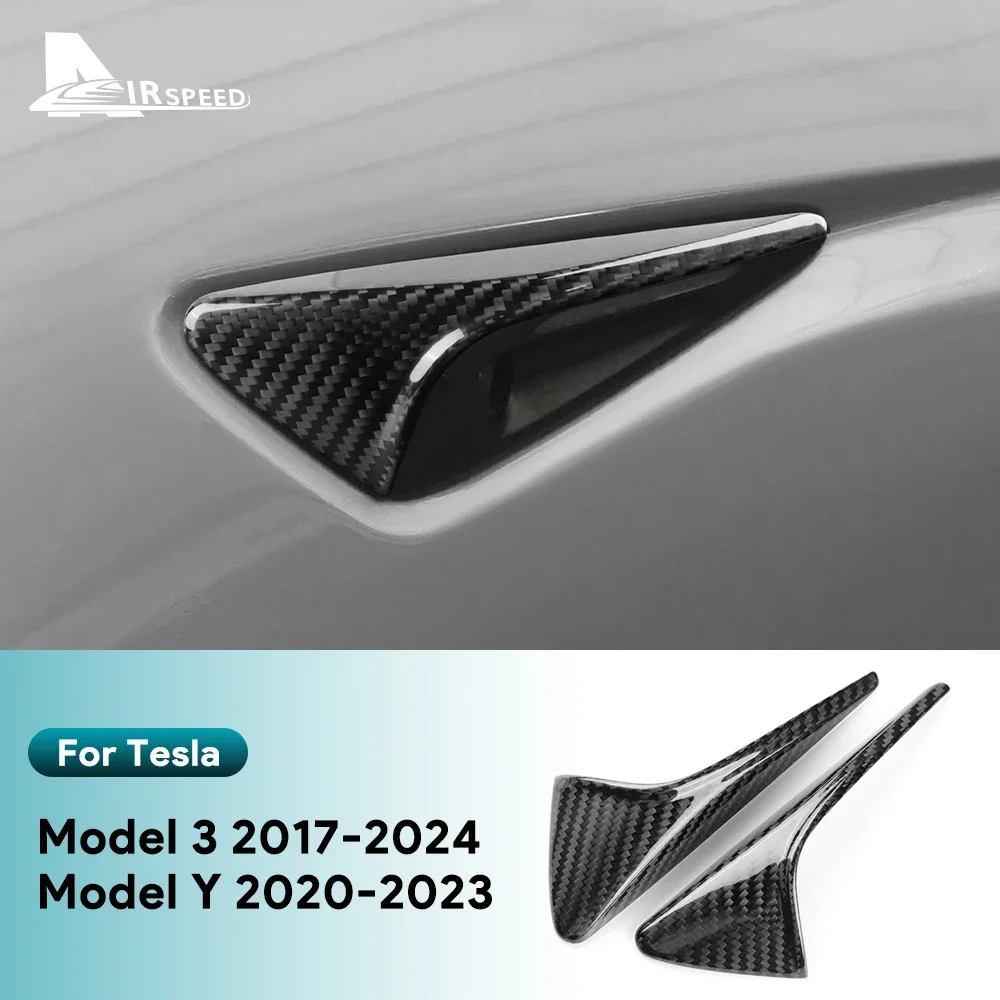 

For Tesla Model 3 Model Y 2017 2022 2023 Highland 2024 Side Camera Cover Real Dry Carbon Fiber Accessory