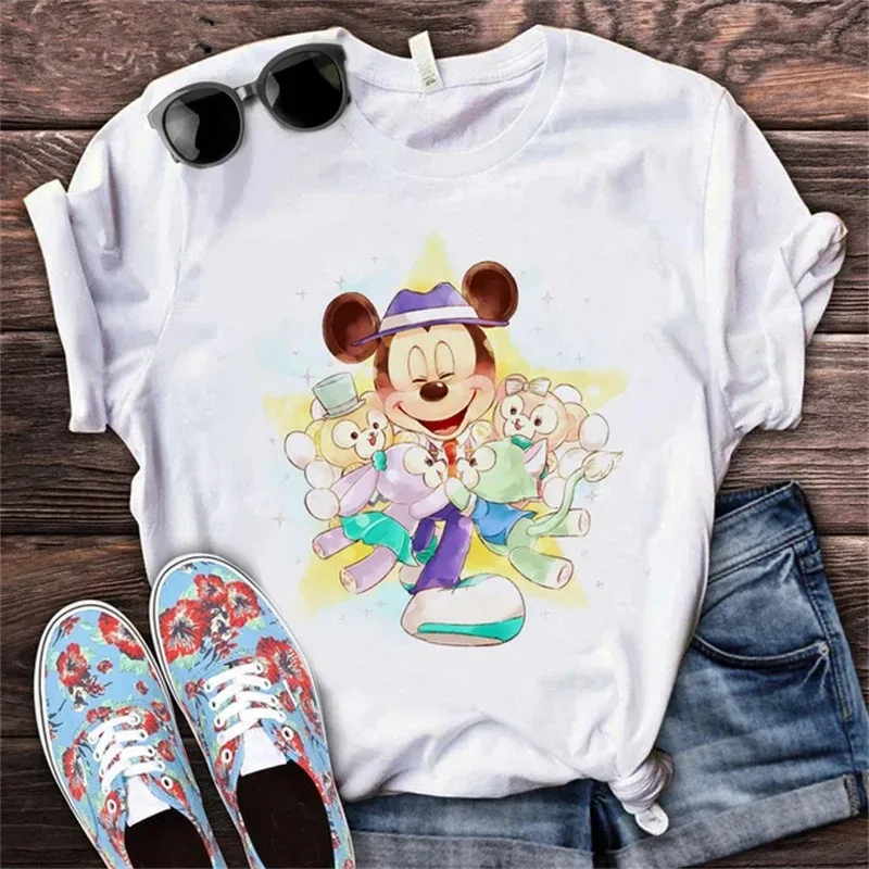 Mickey Mouse Disney Print T-shirt Women Harajuku Aesthetic Streetwear Short Sleeve T Shirt Summer Fashion Female Clothing Tops