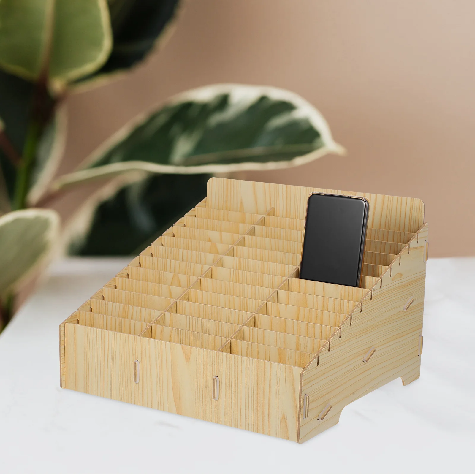 

1pcs Multi-grid Storage Box Wooden Desktop Organizer Meeting Room Cell Case Card Holder Classroom Phone Display Box Table Mobile