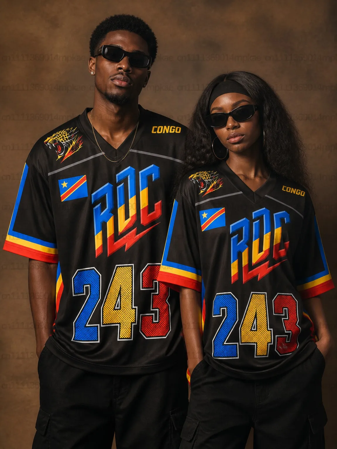 2026 Summer New Arrival Universal Top, Democratic Republic of Congo Jersey Print, Casual Loose Street Style Women's T-Shirt