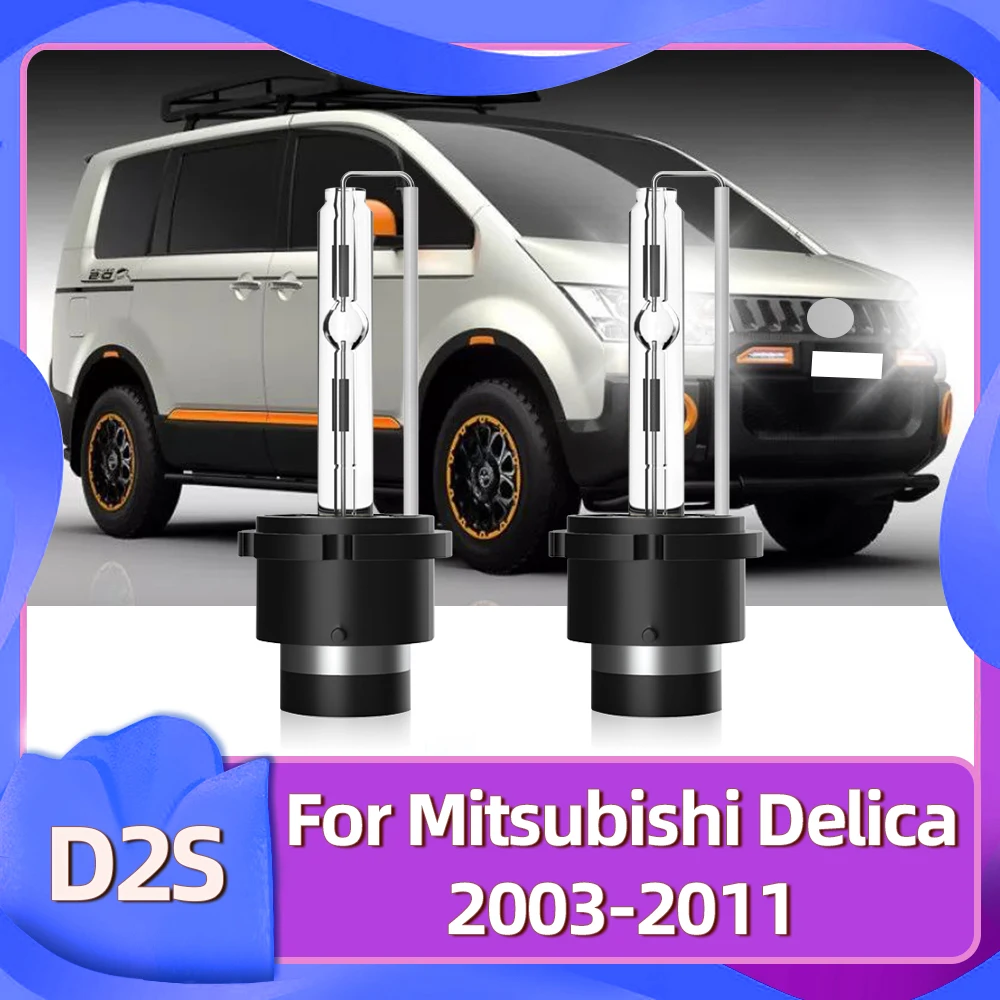 LSlight 2PCS 12V D2S Xenon Bulbs Car Headlight HID 6000K For Mitsubishi Delica 2003 to 2011 2004 2005 2006 2007 2008 2009 2010