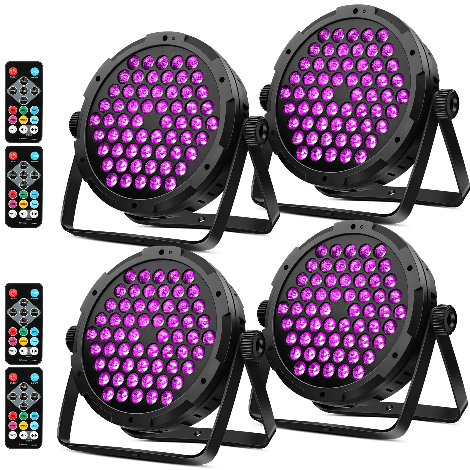 

4Pack 60LED RGB Stage Par Lights Sound Activate Remote DMX Control Events Wedding Church Dance Club Home Party Stage Lighting