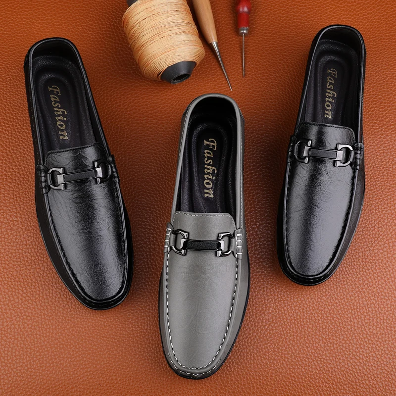 Genuine Leather Men Shoes Casual Luxury Brand Formal Mens Loafers Moccasins Italian Breathable Slip on Male Boat Shoes Plus Size