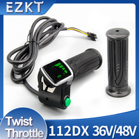 Electric Bike 122DX Full Twist Throttle 36V 48V 6Pin SM Connector for E-Bike Accessories Throttle with Power Switch