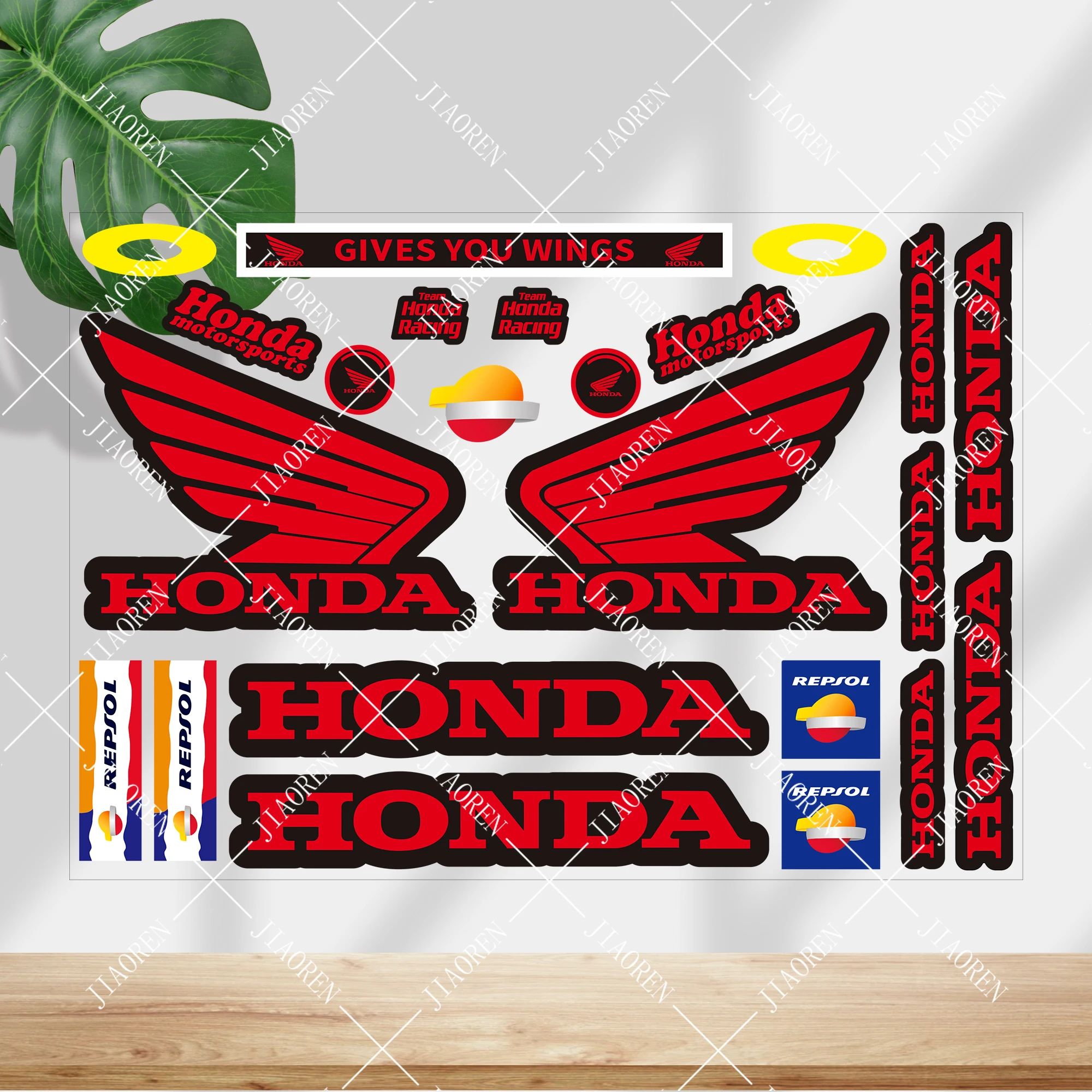 

Vinyl Honda Racing Helmet Sticker Red Wing Logo Decal