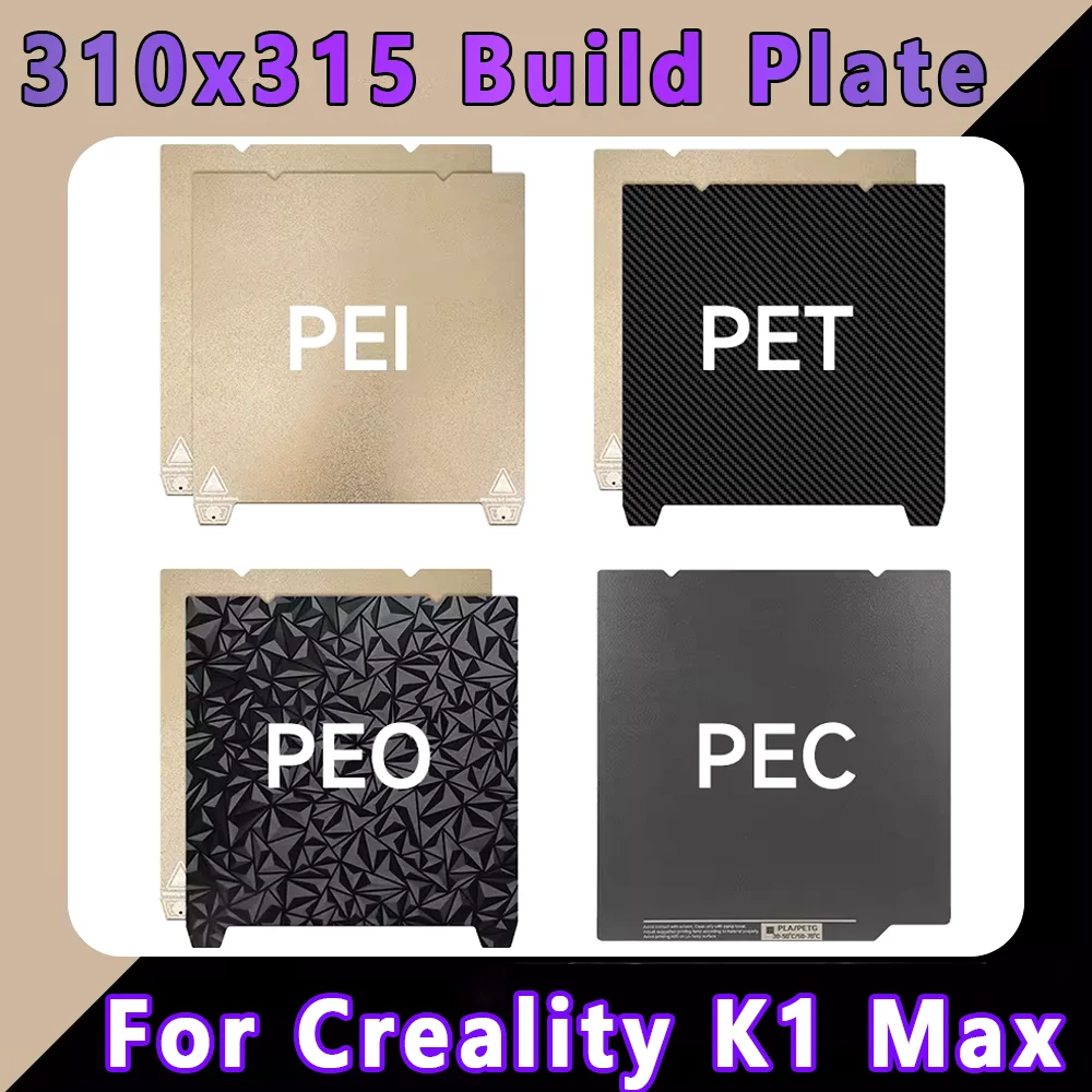 For creality K1 Max CR-10 Build Plate Speedy Double Sided 310×315mm PEO PET Spring Steel Sheet Magnetic Build Plate Heated Bed