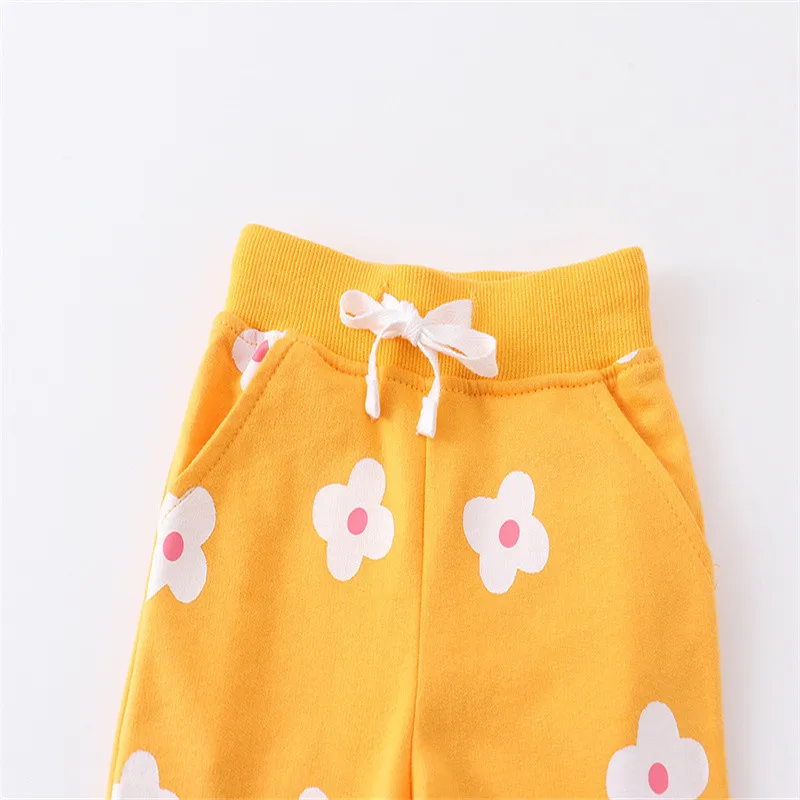 Jumping Meters 2-7T Full Length Boys Girls Sweatpants Floral Drawstring Toddler Kids Trousers  Pants Baby Autumn Spring Pant