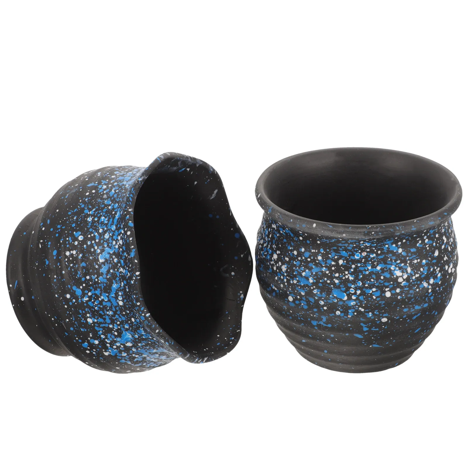 2Pcs Small Succulent Planter Ceramic Flowerpot Creative Rustic Texture for Windowsill Indoor Outdoor Plant Display