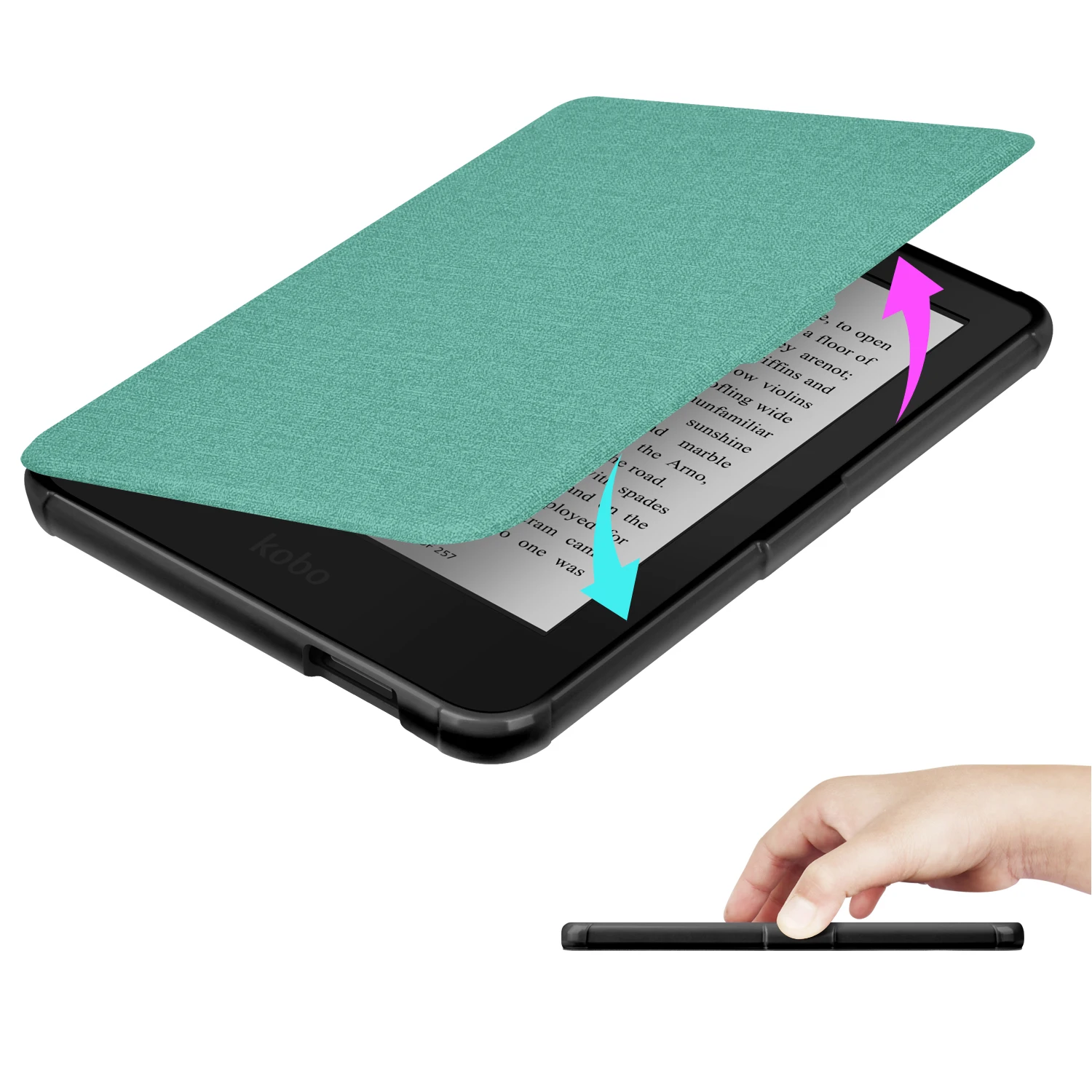 For Kobo Clara Colour Fabric Soft Case with Hand Strap Smart Cover for Kobo Clara 2E Magnetic Protective Shell