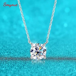 Smyoue-Collier Moissanite Plaqué Or Blanc pour Femme, Pendentif Classique Quatre Griffes, Bijoux de Mariage, Argent Sterling 925, GRA, 1-10CT