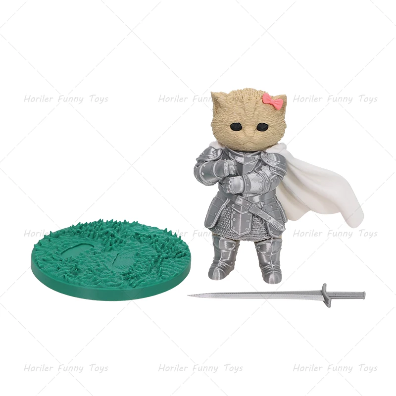 3D Printed Shield Knight Cat Figures Cute Kitten with Sword Funny Cat Kitten Knight Desk Ornament Cat Lover Gifts