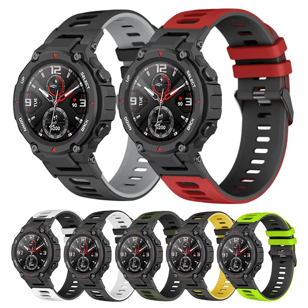 Silicone Strap Bracelet For Huami Amazfit T-Rex Pro Smart Watch Replaceable Sports Strap For Amazfit Trex / Trex 2 Wristbands