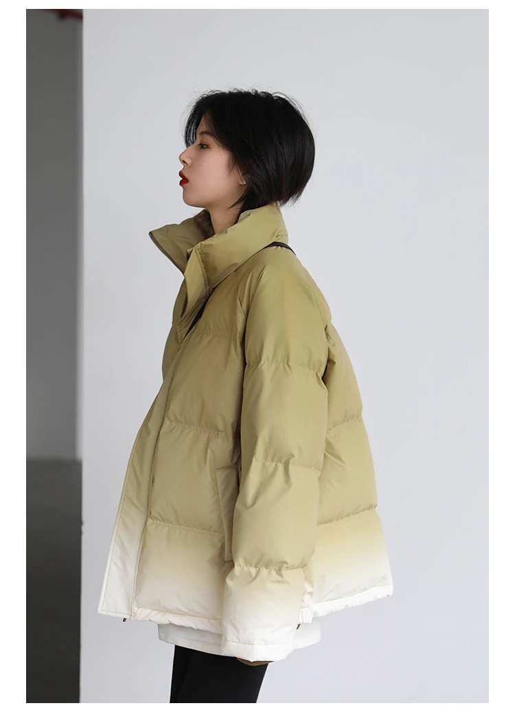 CHIC VEN Women's Down Coat Reflective Gradient Thickened Women Bread Coats 90 White Duck Down Jacket Warm Overcoat Winter 2024