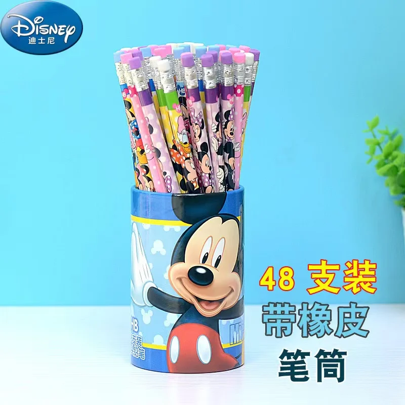 Imagem -06 - Disney Princesa Mickey Minnie Conjunto Lápis com Lápis Titular Estudante Escrita Pintura Escritório Suprimentos Presente 48 Pcs