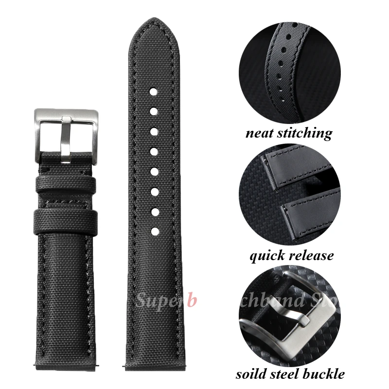 Tali Kain Layar 18Mm 20Mm 22Mm untuk Omega untuk Blancpain untuk Jam Tangan Penyelam Seiko Jam Tangan Pria Wanita Rilis Cepat Tali Jam Tangan Tahan Air
