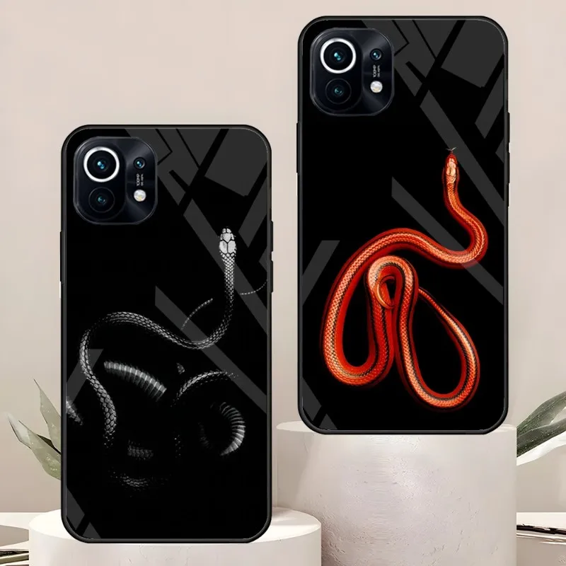 Snake Phone Case For Xiaomi 11 13 12 Pro X T Lite POCO F3 S Note 10 S 8 A 9 Redmi Tempered Glass Coque